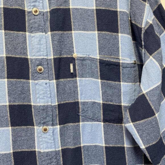 Levi's Silver Tab Oversized Plaid Flannel Metal Button-Up Shirt Men Size XL Blue - Picture 13 of 15